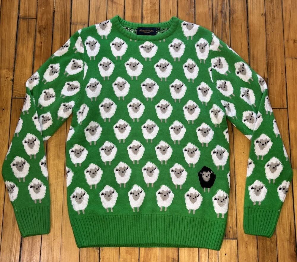 🐏Traditional Craft Ireland Sheep Adult Green Jumper/ Sweater Size Medium